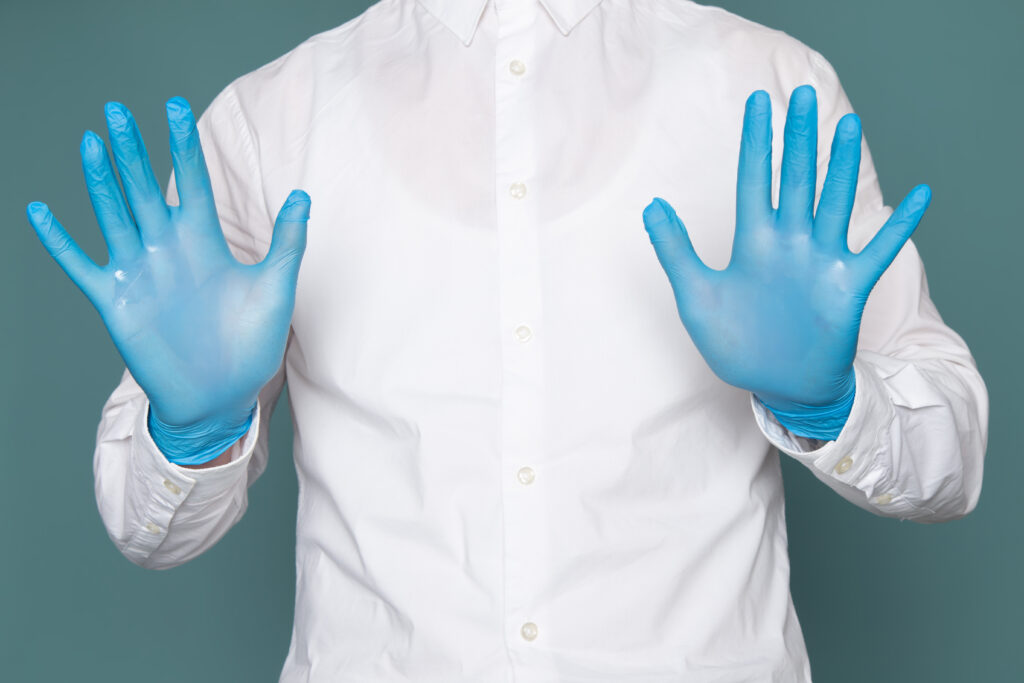 gloves and isolation gowns